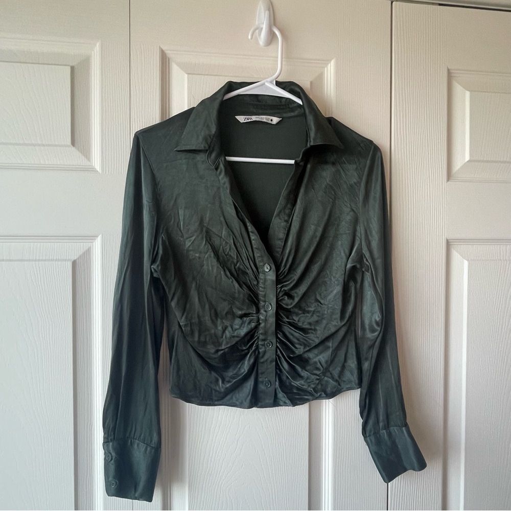 Zara Green Button Up Top